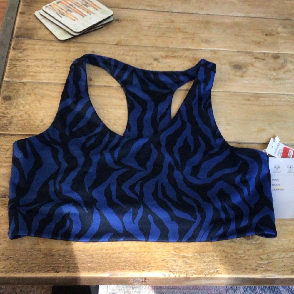 NWT Zella Blue Zebra Print Sports Bra